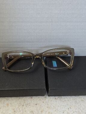 Valentino Transparent Olive Green Rectangular Eyeglass Frames